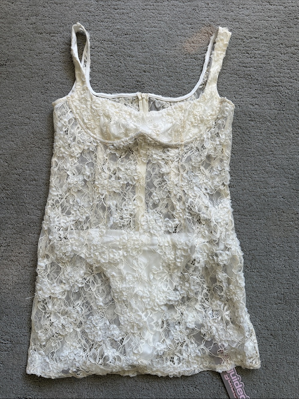Missguided Ivory Floral Lace Chemise Slip
